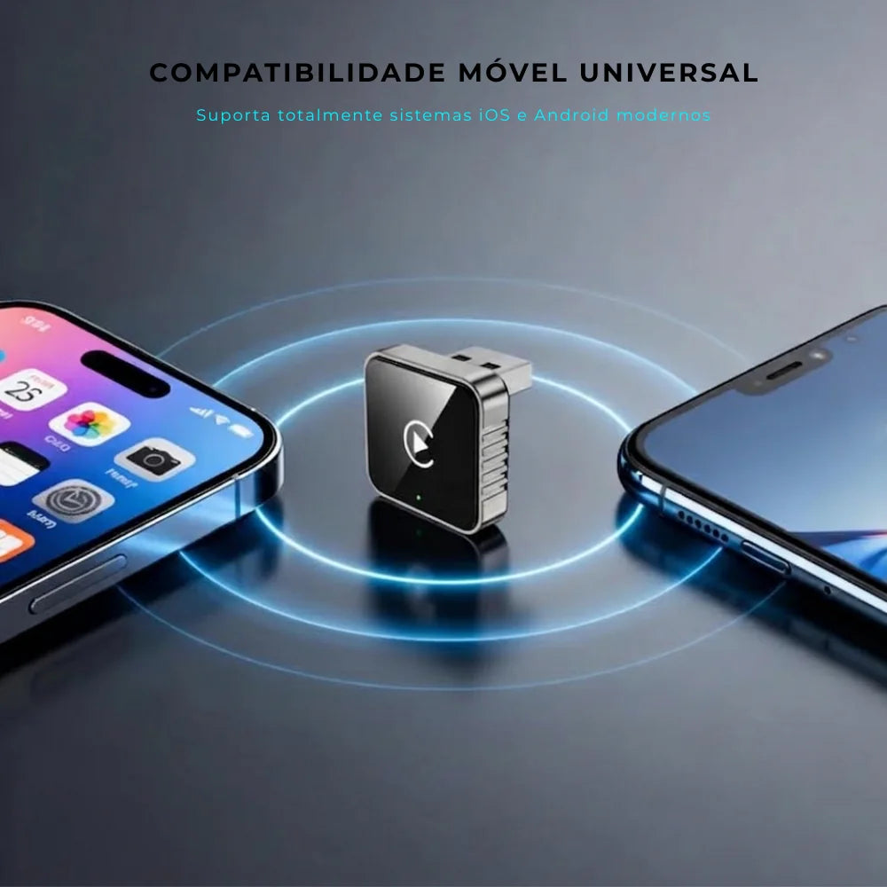 Adaptador CarPlay & Android Auto 2-em-1 Sem Fios — Conexão Automática