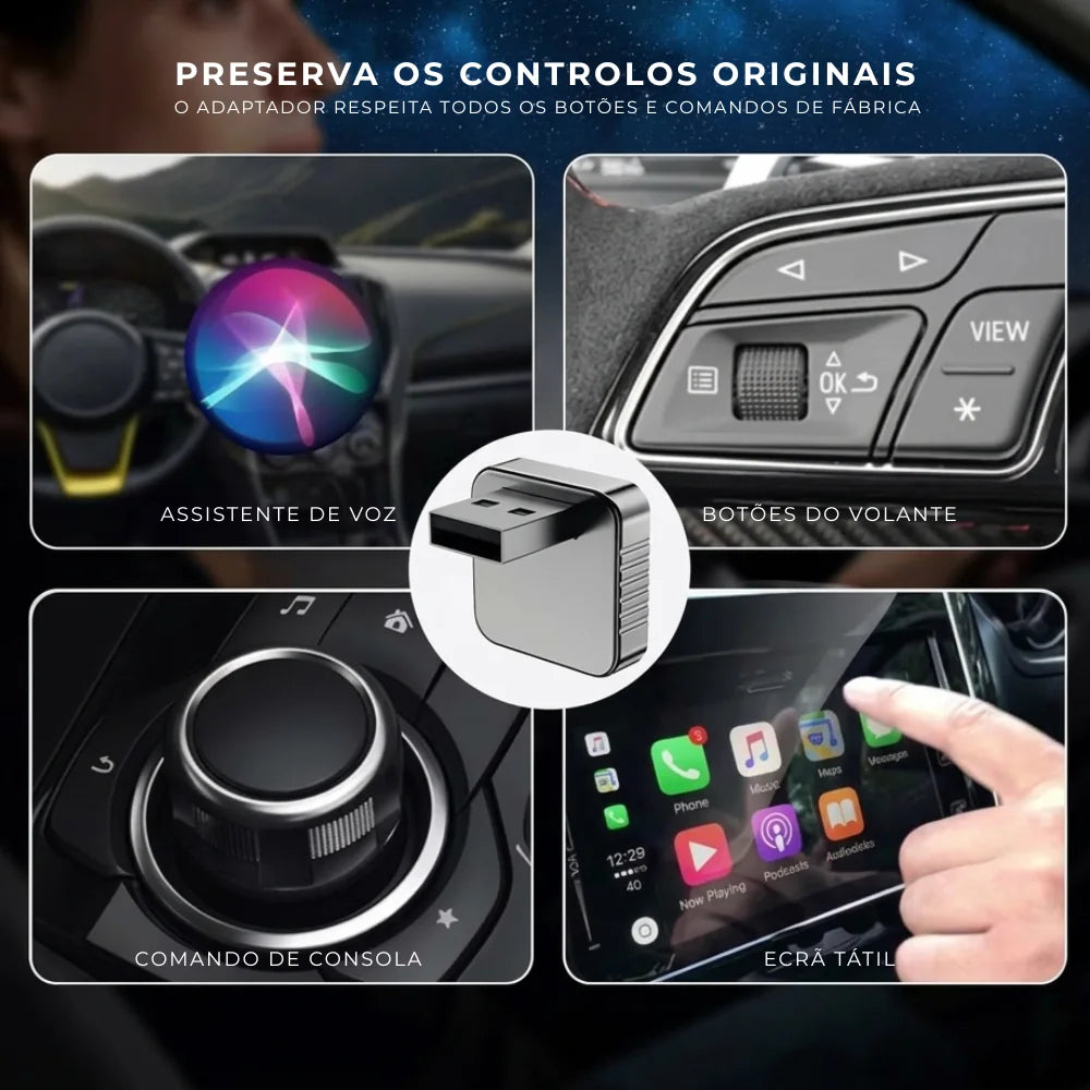 Adaptador CarPlay & Android Auto 2-em-1 Sem Fios — Conexão Automática