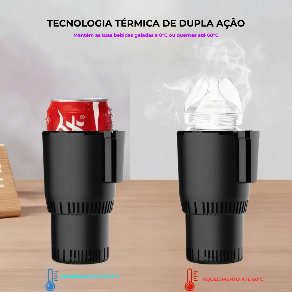 Porta-Copos Térmico Inteligente 12V — Refrigeração e Aquecimento Rápido