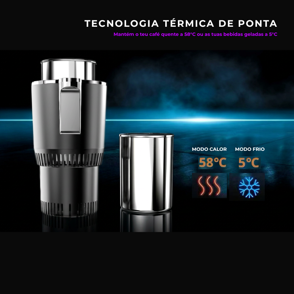 Porta-Copos Térmico Inteligente 12V — Refrigeração e Aquecimento Rápido